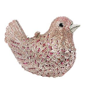 2650 Bird Crystal Clutch Purses Dressy Rhinestone Evening Bag Pigeon Prom